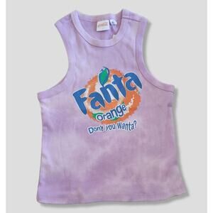 Coca-Cola Juniors Fanta “Do You Wanta!” Purple Tie-Dye Racerback Tank Top New